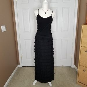 Black maxi tiered ruffle skirt